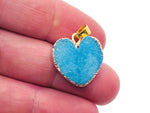 Blue agate heart geode druzy slice pendant featuring sparkling crystal details, handcrafted gemstone jewelry from GemstoneGO.