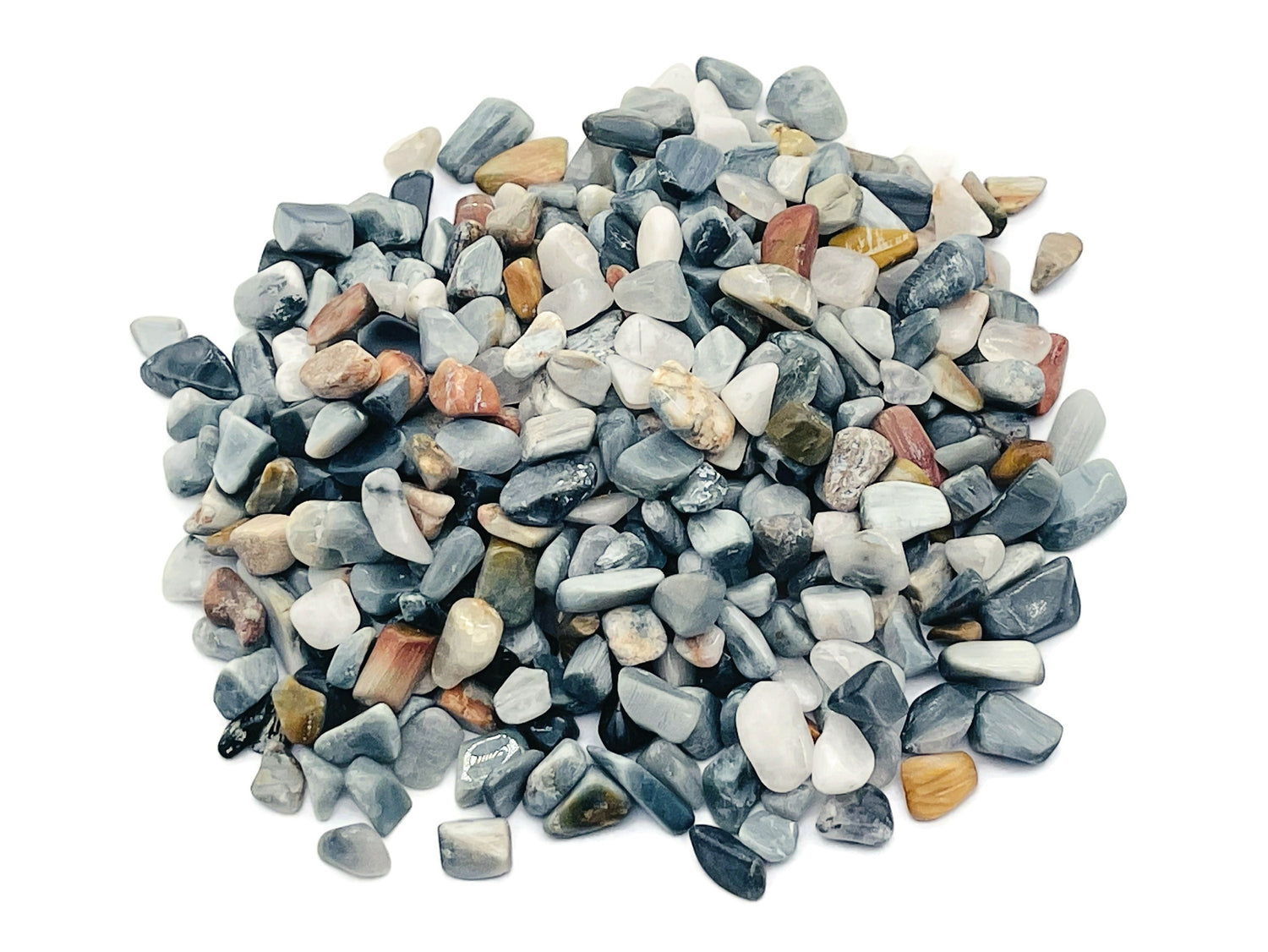 Hawk Eye Crystal Chips - Semi Tumbled Stone - Blue Tiger Eye - Bulk - 5-7mm - CP1229