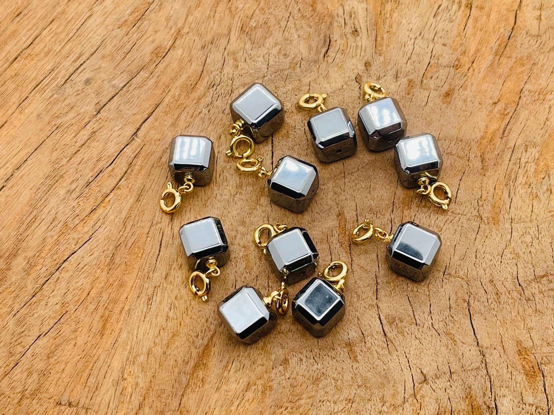 Terahertz Cube gemstone pendant from GemstoneGO, featuring a polished cube-shaped gemstone for jewelry making.