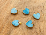Blue agate heart geode druzy slice pendant with crystal details, handmade gemstone jewelry by GemstoneGO.