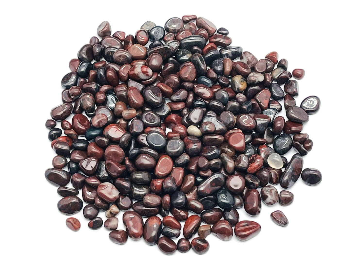 Chicken Bloodstone Jasper Crystal Chips - Semi Tumbled Stone - Bulk - 5-8mm - CP1078