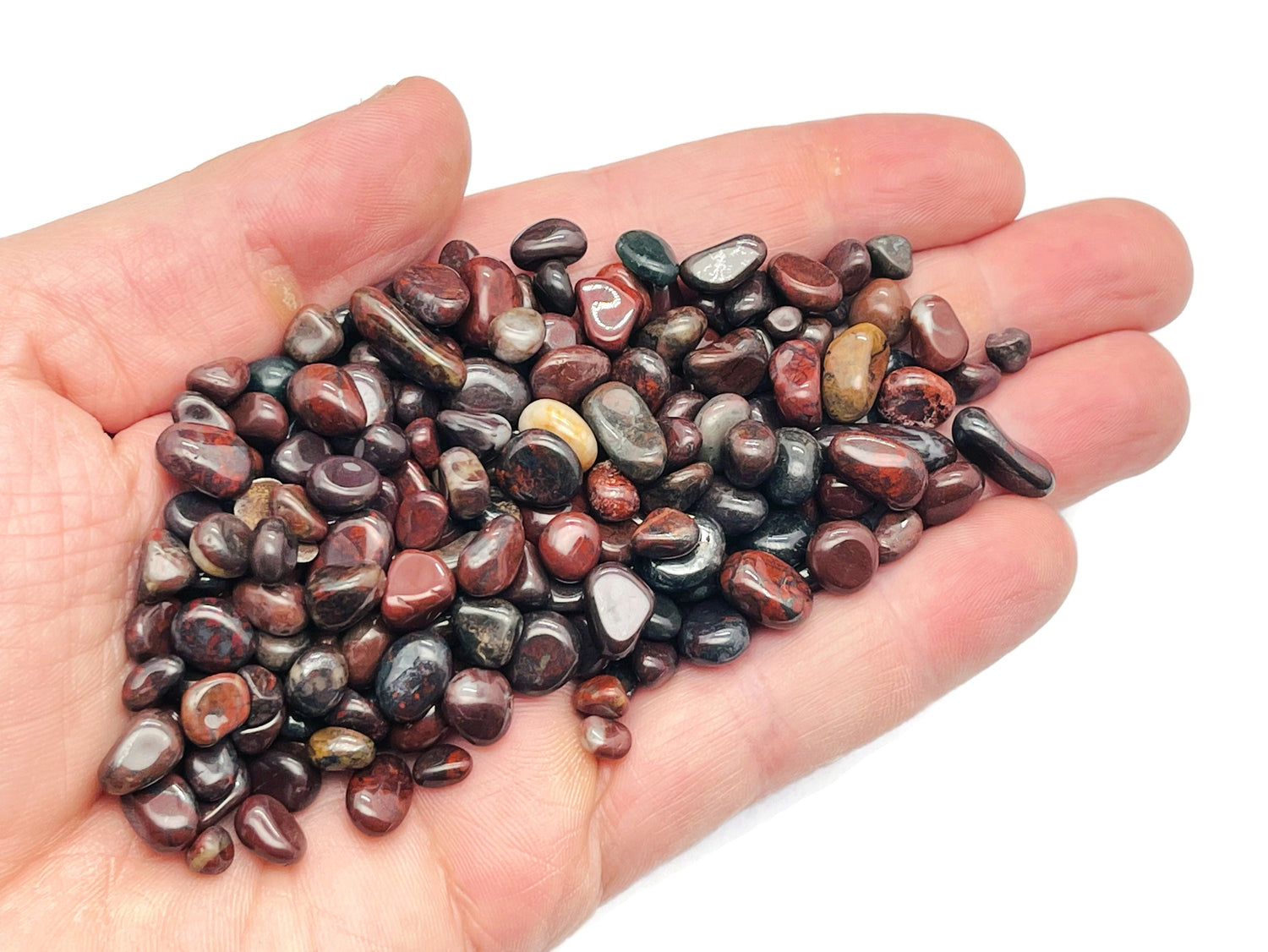 Chicken Bloodstone Jasper Crystal Chips - Semi Tumbled Stone - Bulk - 5-8mm - CP1078