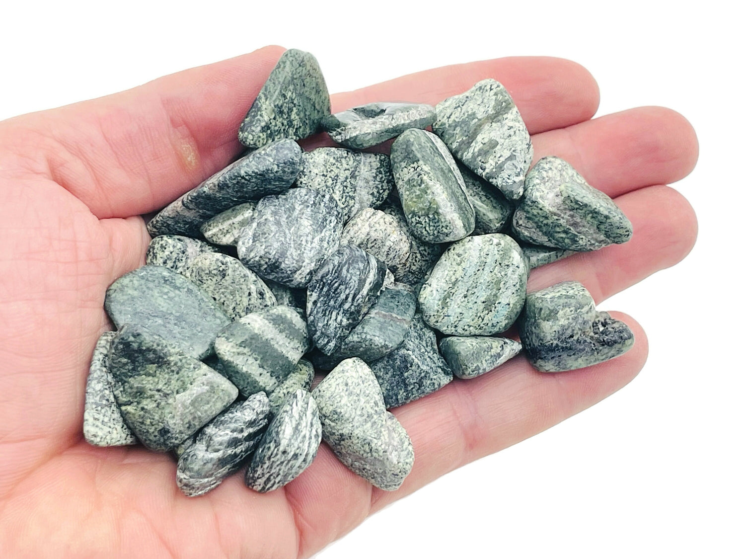 Éclats de calcite zébrée verte ?€? Éclats de pierres précieuses ?€? Éclats de cristal semi-polis - Cristal en vrac - 10-20 mm - CP1237