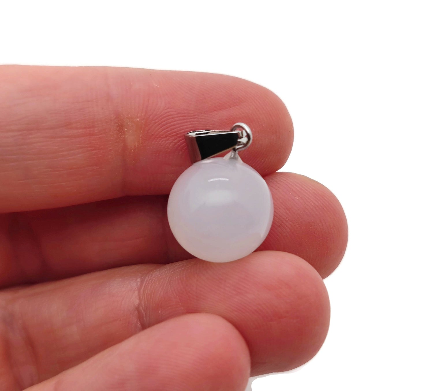 White Agate Ball Crystal Pendant - Crystal Round Ball Pendant - Jewelry Making - NC1293