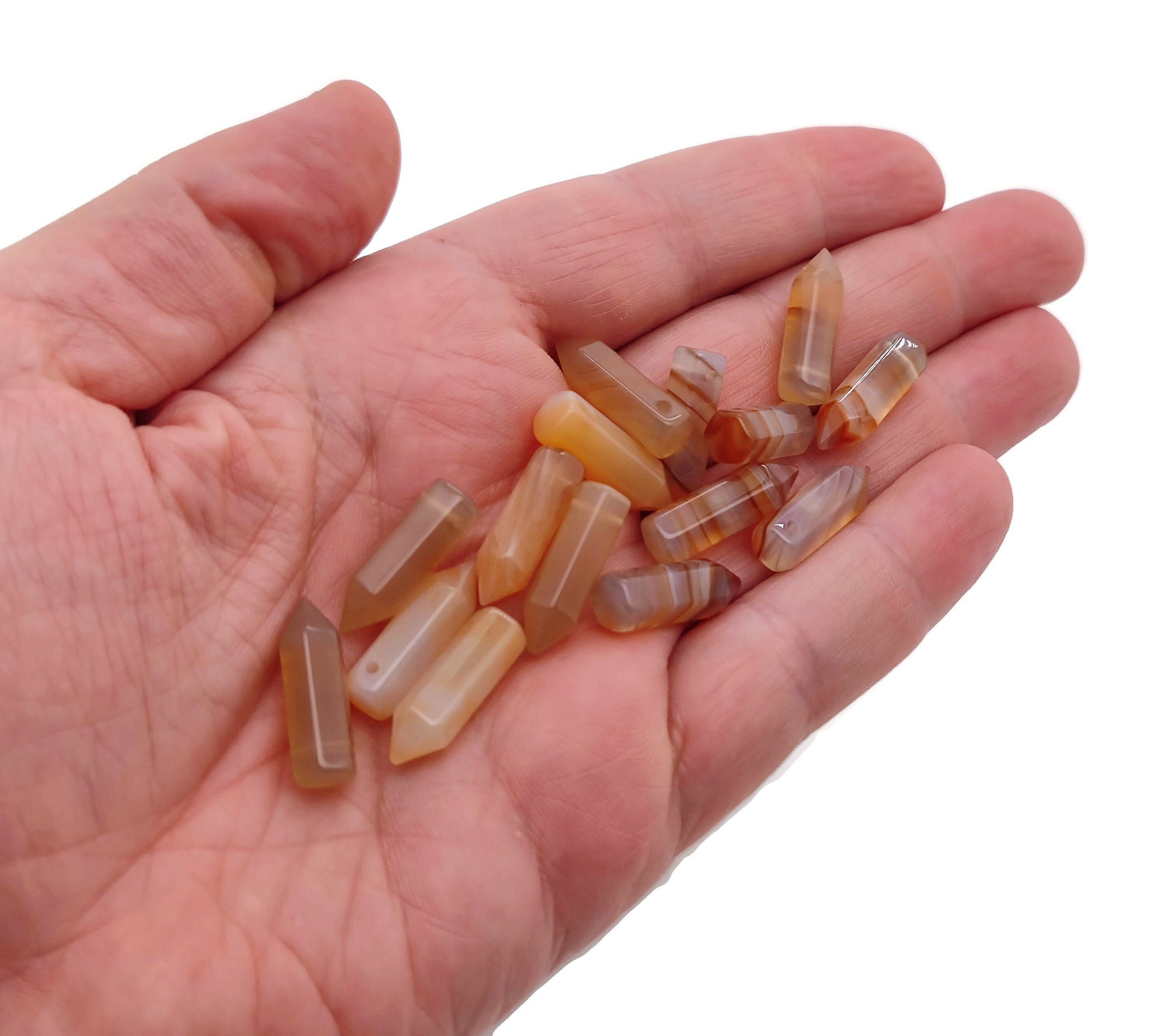 Pendentif en pointe de cristal de cornaline percée - Pierre précieuse naturelle - Perle en forme de bâtonnet - Pierre de guérison - NC1309