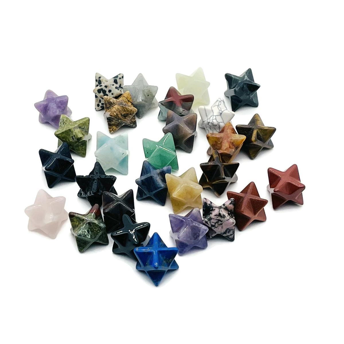 13mm Merkaba Star crystal from GemstoneGO, perfect for Christmas gift, crystal Reiki healing, featuring mixed gemstone colors.