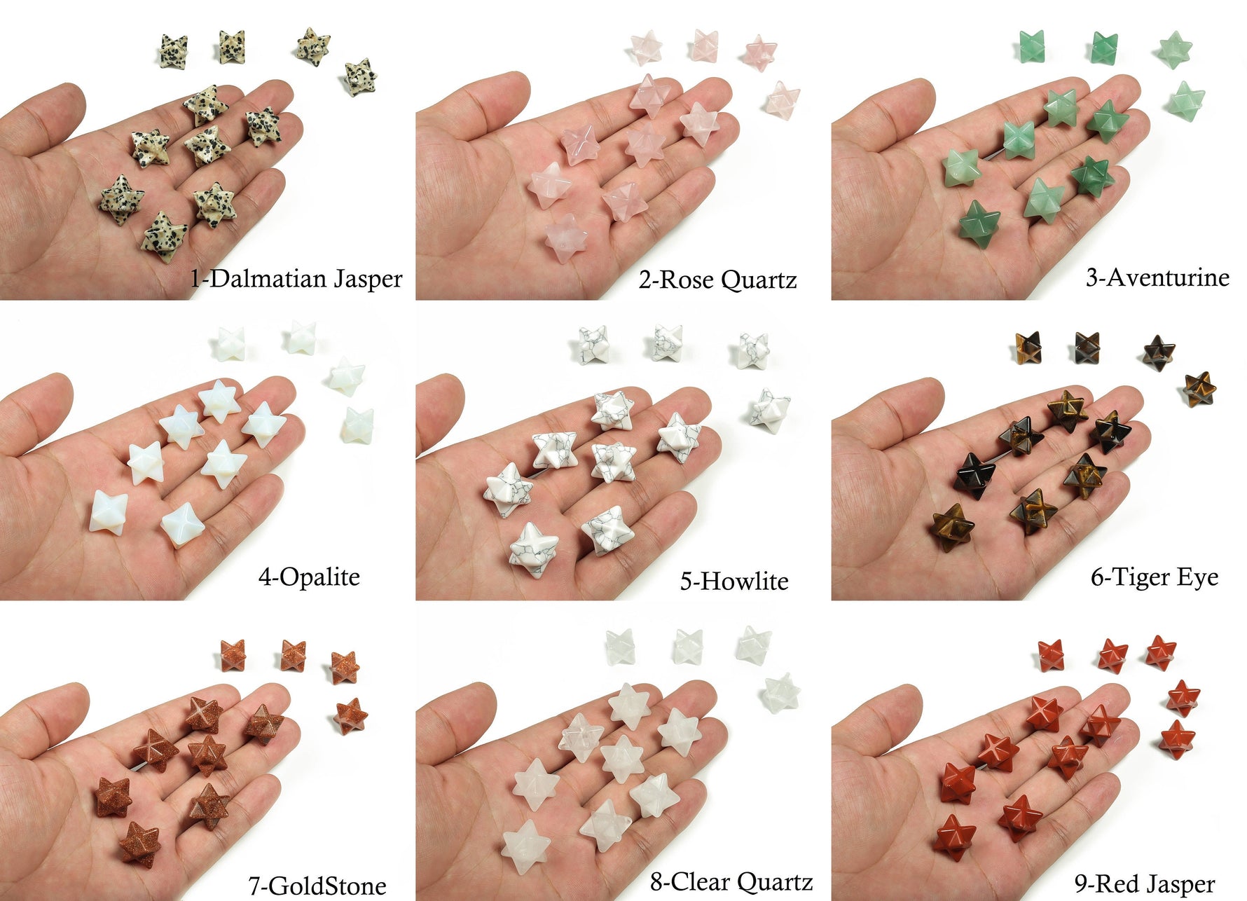 13mm Merkaba star crystal from GemstoneGO, ideal for Reiki healing and Christmas gifts, with a mixed gemstone design.