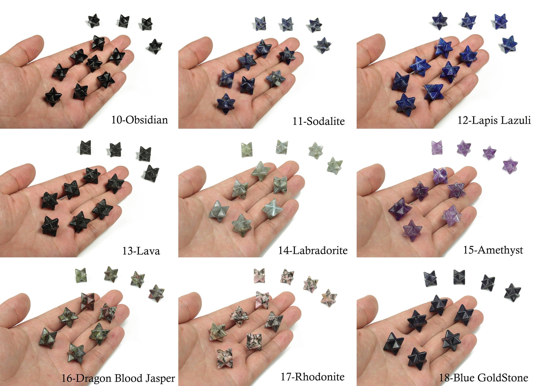 13mm Merkaba Star Crystal from GemstoneGO, perfect for Christmas gifts and Reiki healing, featuring a colorful mixed gemstone design.