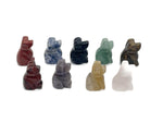 Handmade carved crystal dog animal figure, 30mm, gemstone sculpture with colorful mixed stones by GemstoneGO.