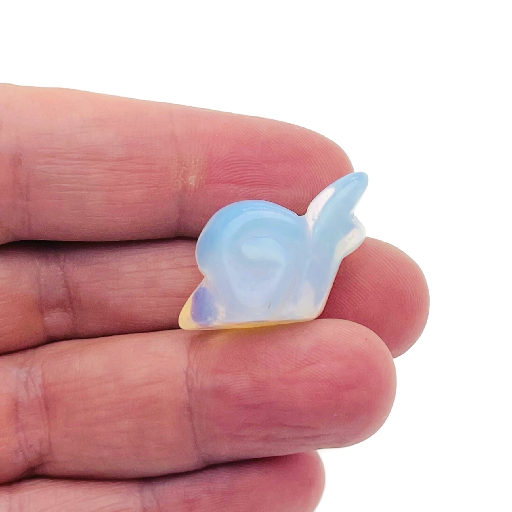 Handmade 30mm crystal snail animal figure by GemstoneGO, carved gemstone with colorful mixed crystals.