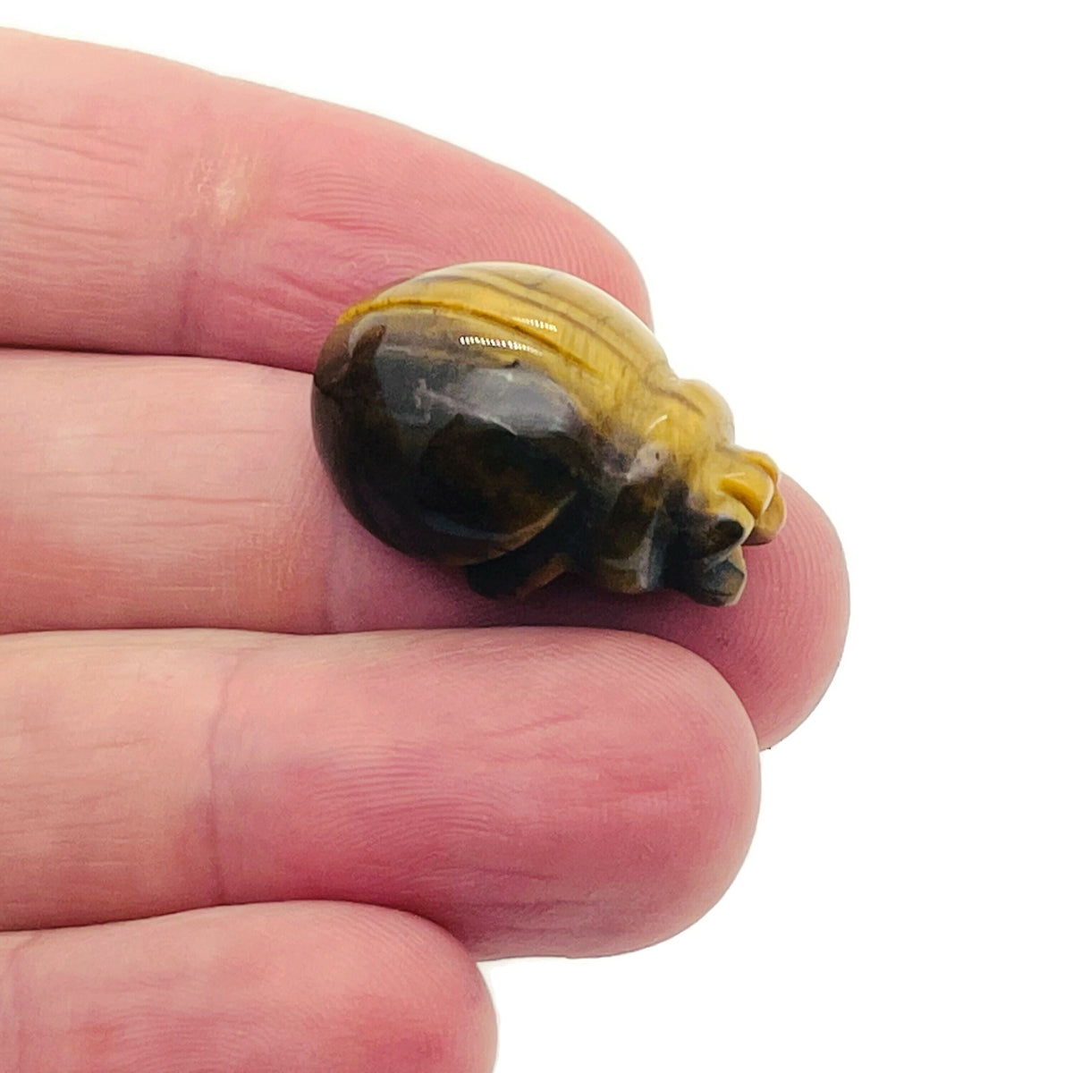 Handmade 30mm gemstone crystal ladybird animal figure by GemstoneGO, carved with detailed wings and vibrant colors.