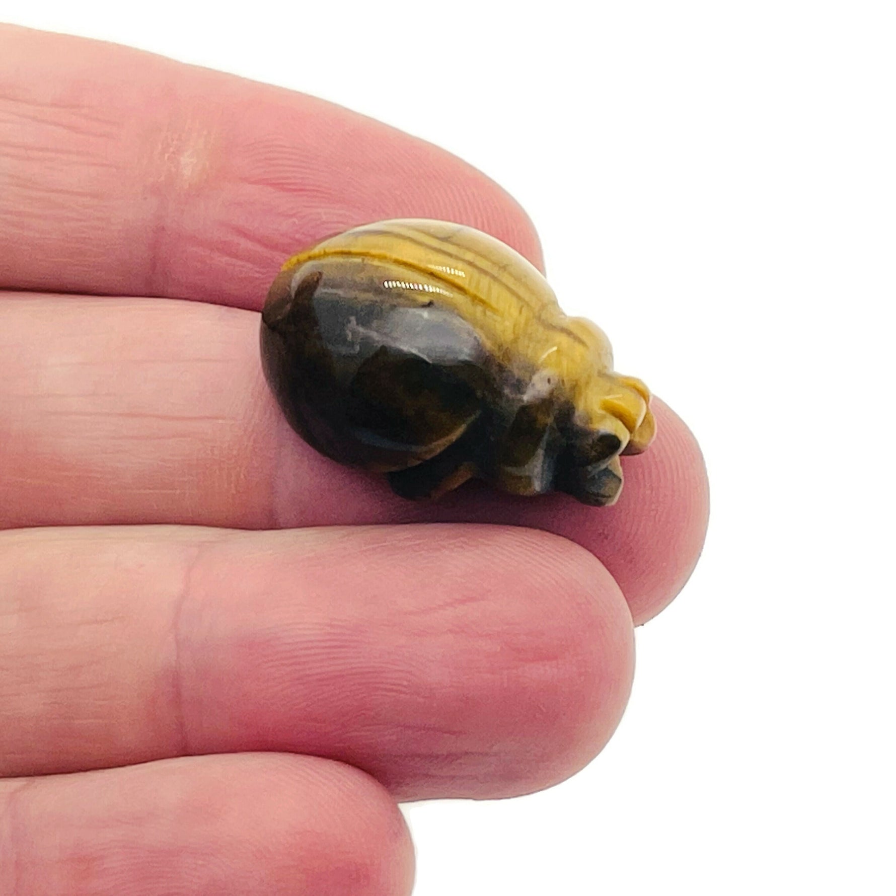 Handmade 30mm gemstone crystal ladybird animal figure by GemstoneGO, carved with detailed wings and vibrant colors.
