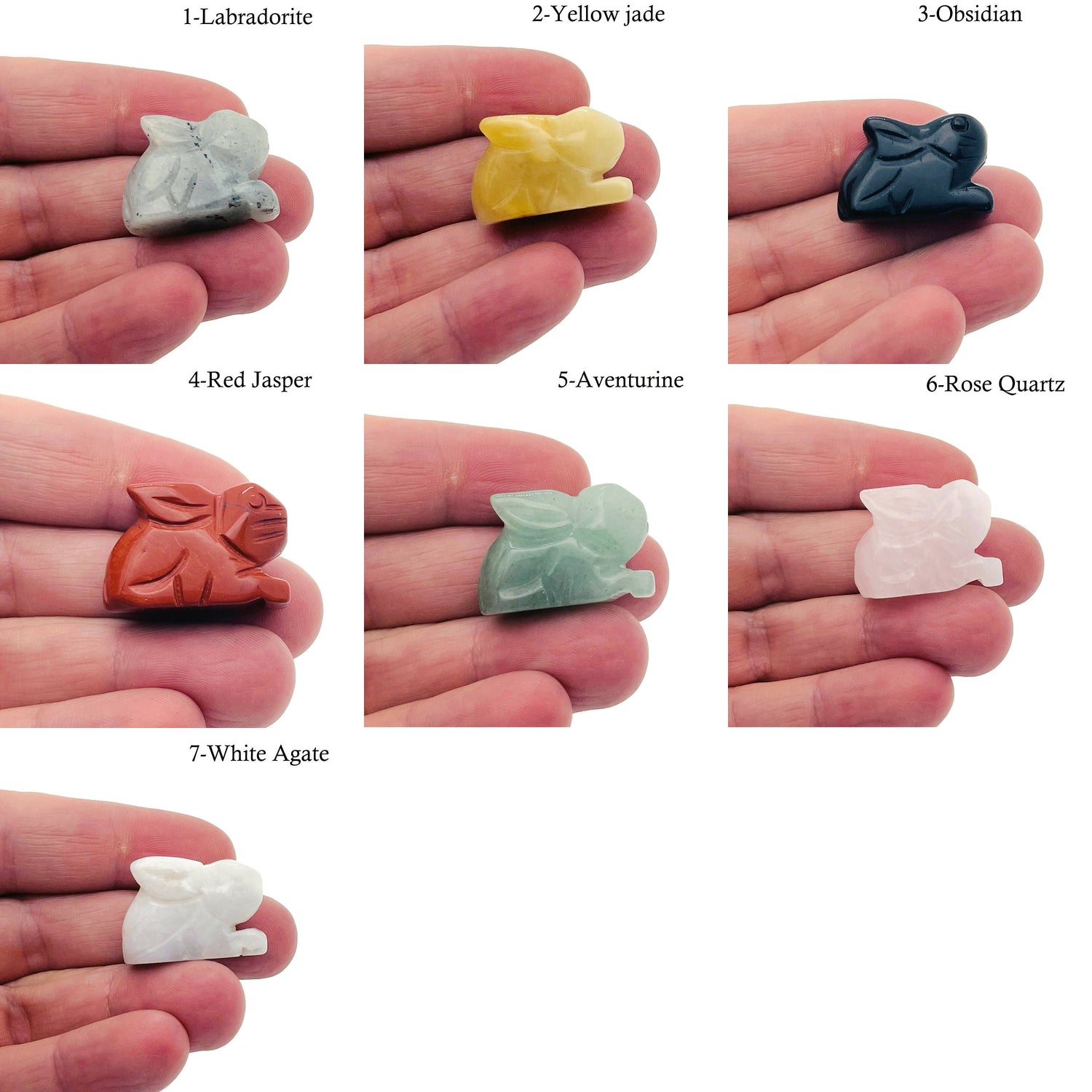 Crystal Rabbit Animal Figure - Handmade Carved - 30mm - MIX