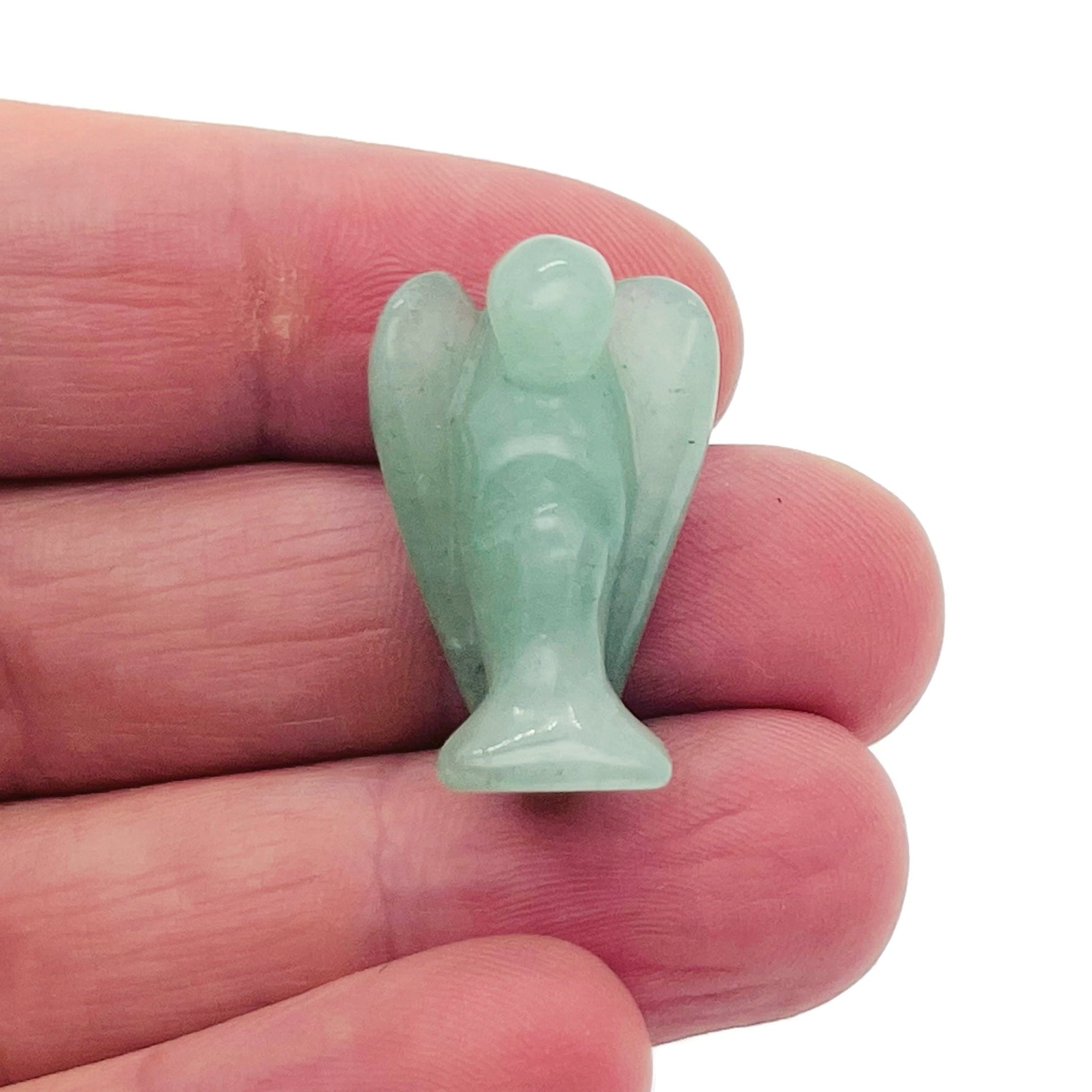 Handmade carved crystal angel animal figure, 30mm, by GemstoneGO, featuring a mixed gemstone design for decorative display.
