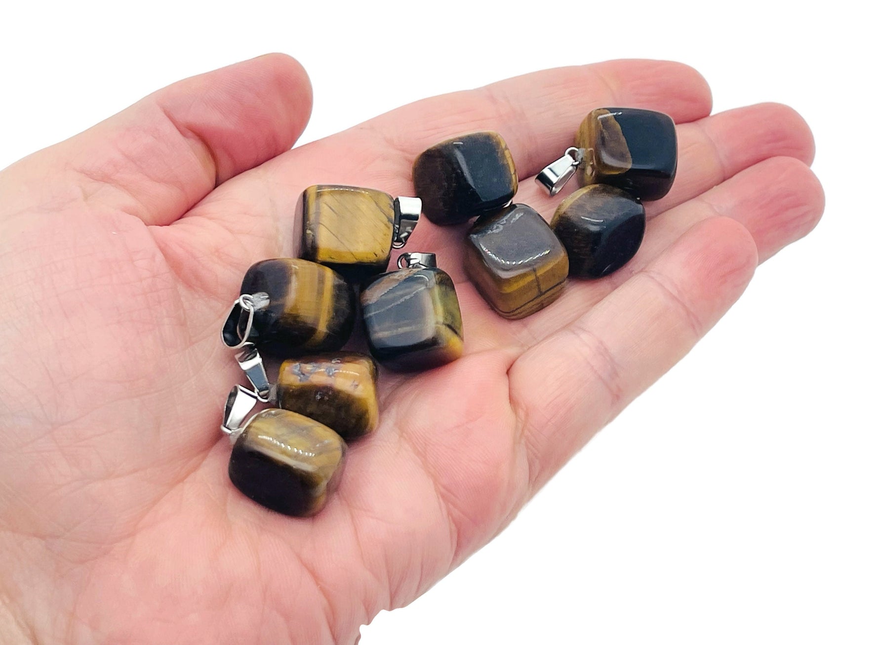 Tiger Eye tumbled gemstone pendant by GemstoneGO, showcasing a polished, warm-brown stone with natural banding on a simple cord.