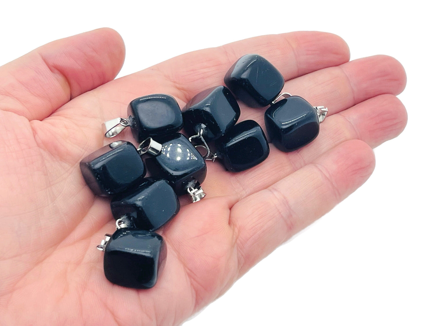 Pendentif en obsidienne roulée - Pendentif en cristal - Pendentif pierre d'amour - Pendentifs surprise - NC1031