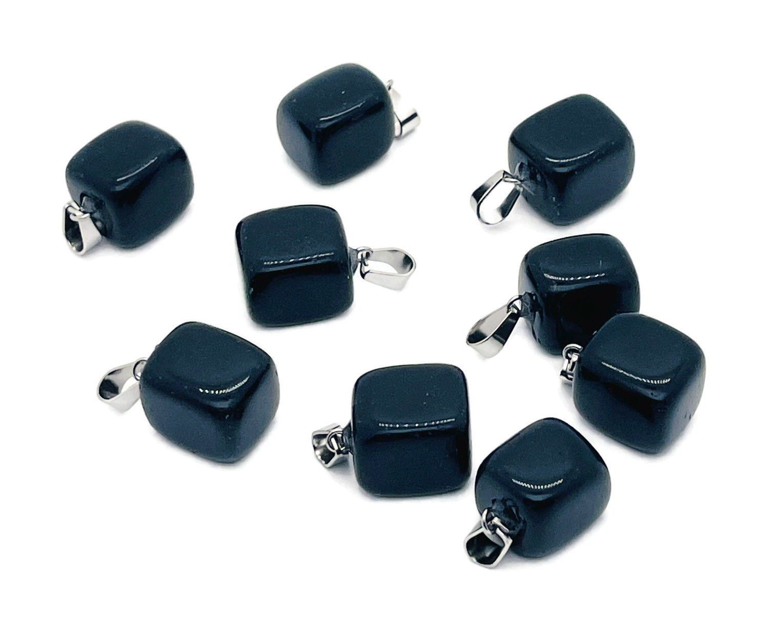 Pendentif en obsidienne roulée - Pendentif en cristal - Pendentif pierre d'amour - Pendentifs surprise - NC1031