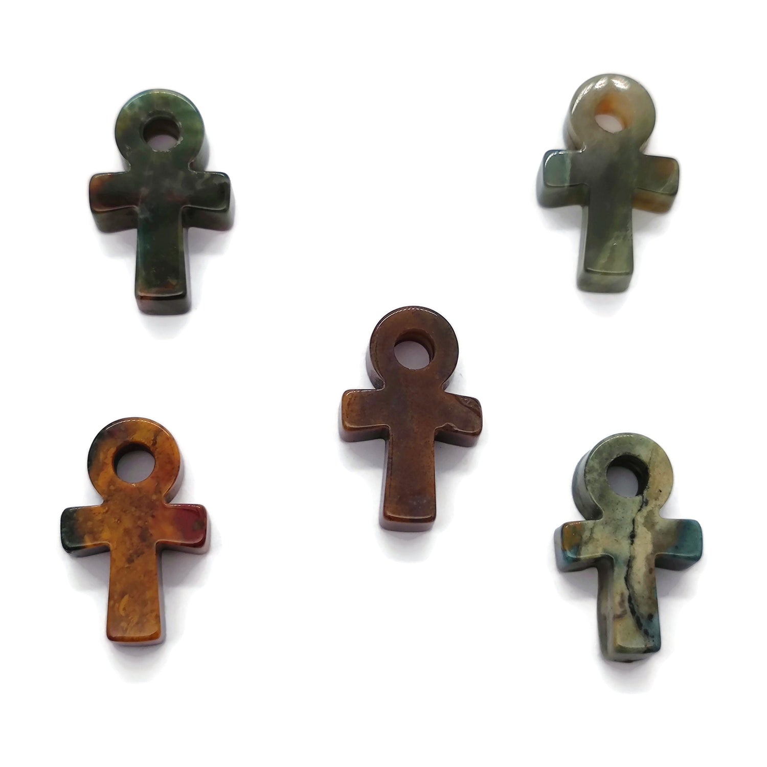 Agate mousse - Cristal Anka - Mini Ankhs en cristal - Sculpture artisanale - Totem Anka - AN1011