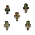 Unakite Anka crystal carving, 30mm gemstone Ankh pendant from GemstoneGO, featuring vibrant green and pink hues.