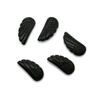 Obsidian angel wing crystal pendant with hole charm, showcasing detailed black gemstone wing design for jewelry making.