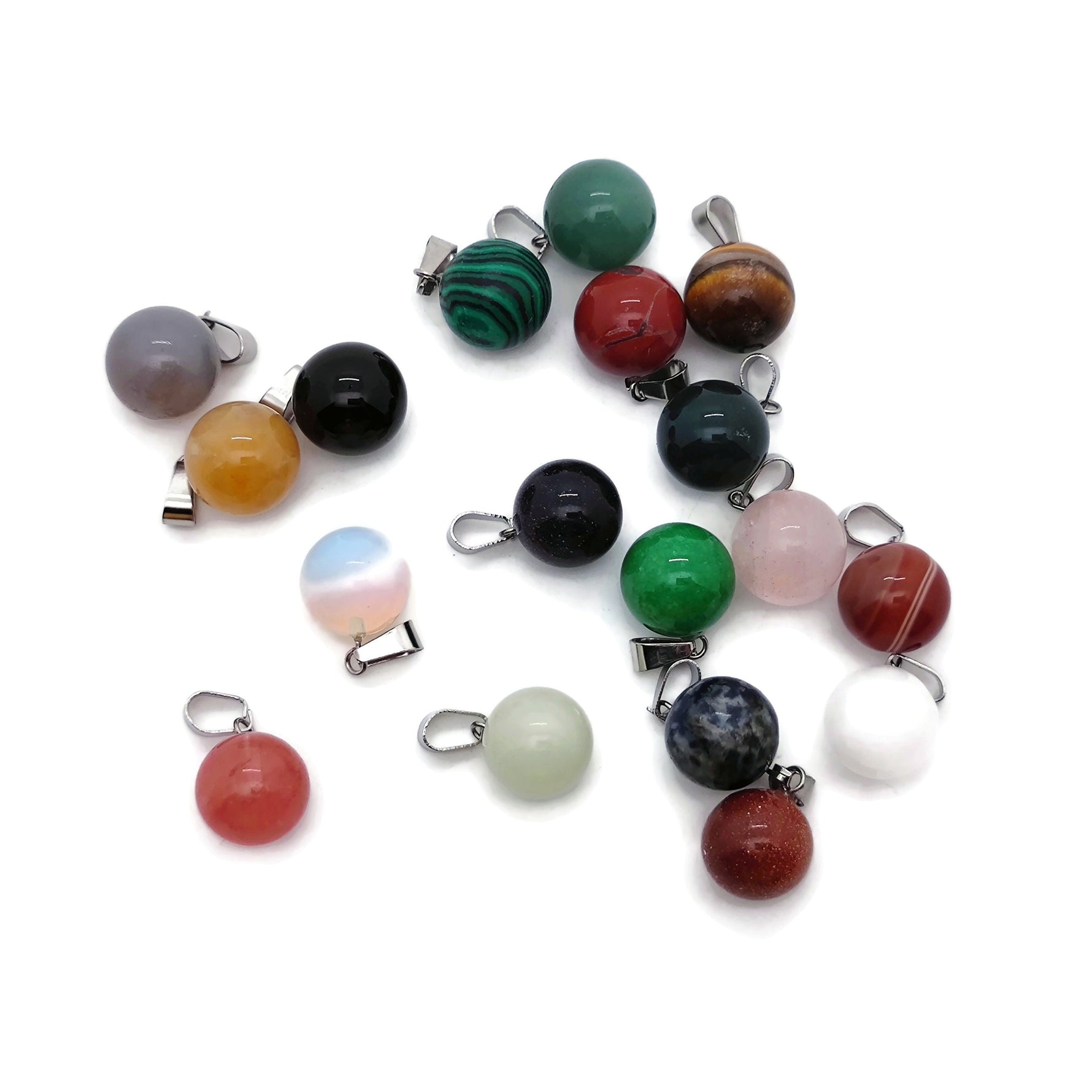 Round ball crystal pendant for jewelry making by GemstoneGO, featuring a clear, sparkling gemstone ball.