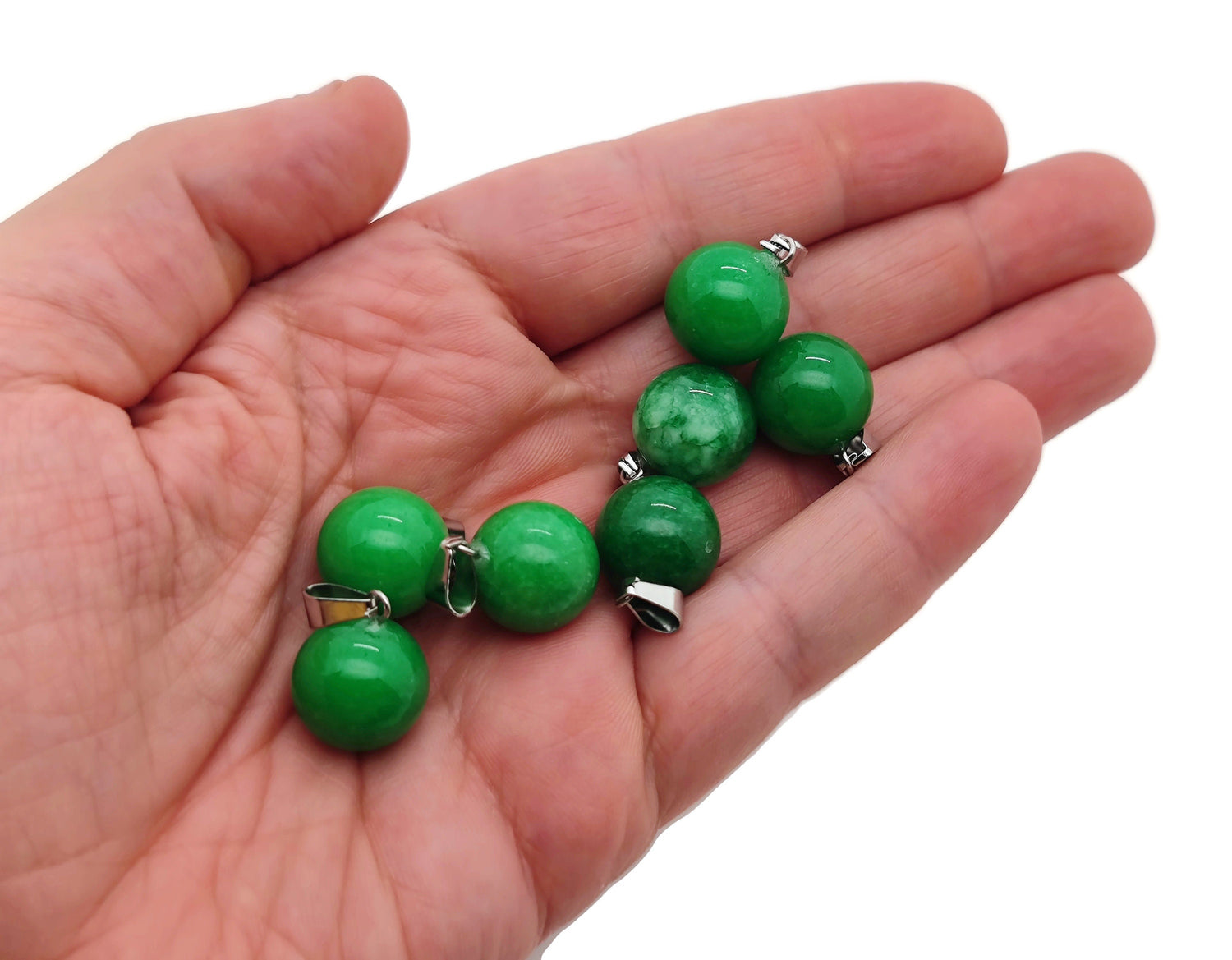 Green Agate Ball Crystal Pendant - Crystal Round Ball Pendant - Jewelry Making - NC1295