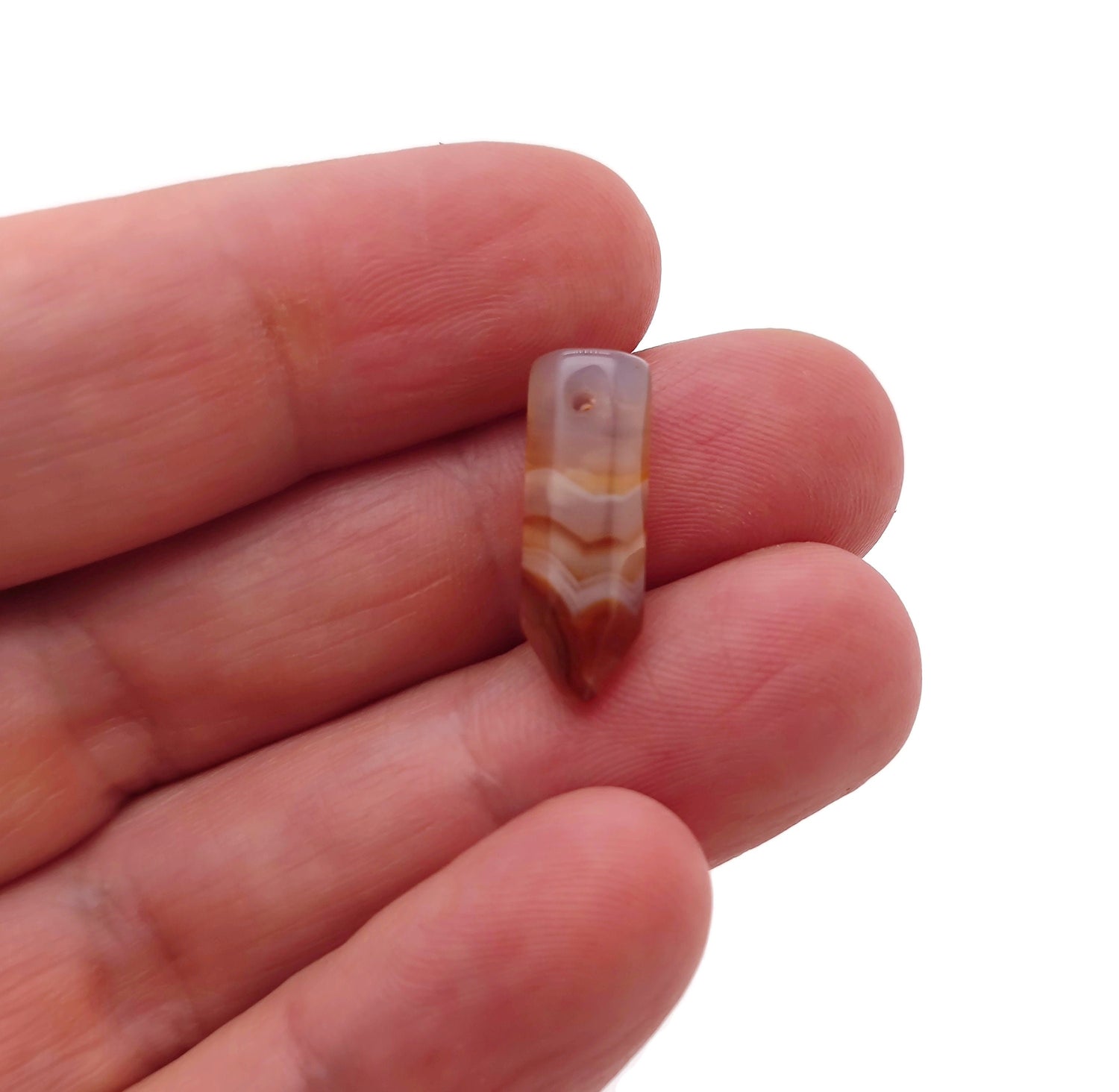 Pendentif en pointe de cristal de cornaline percée - Pierre précieuse naturelle - Perle en forme de bâtonnet - Pierre de guérison - NC1309
