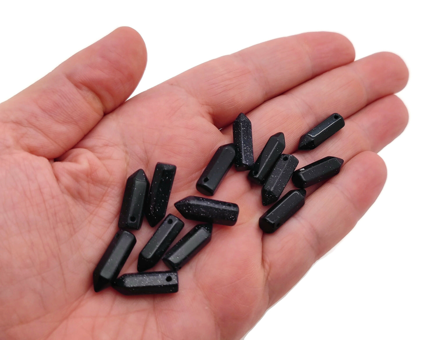 Blue Goldstone Point Hole Crystal Pendant - Drilled Crystal Point - NC1311