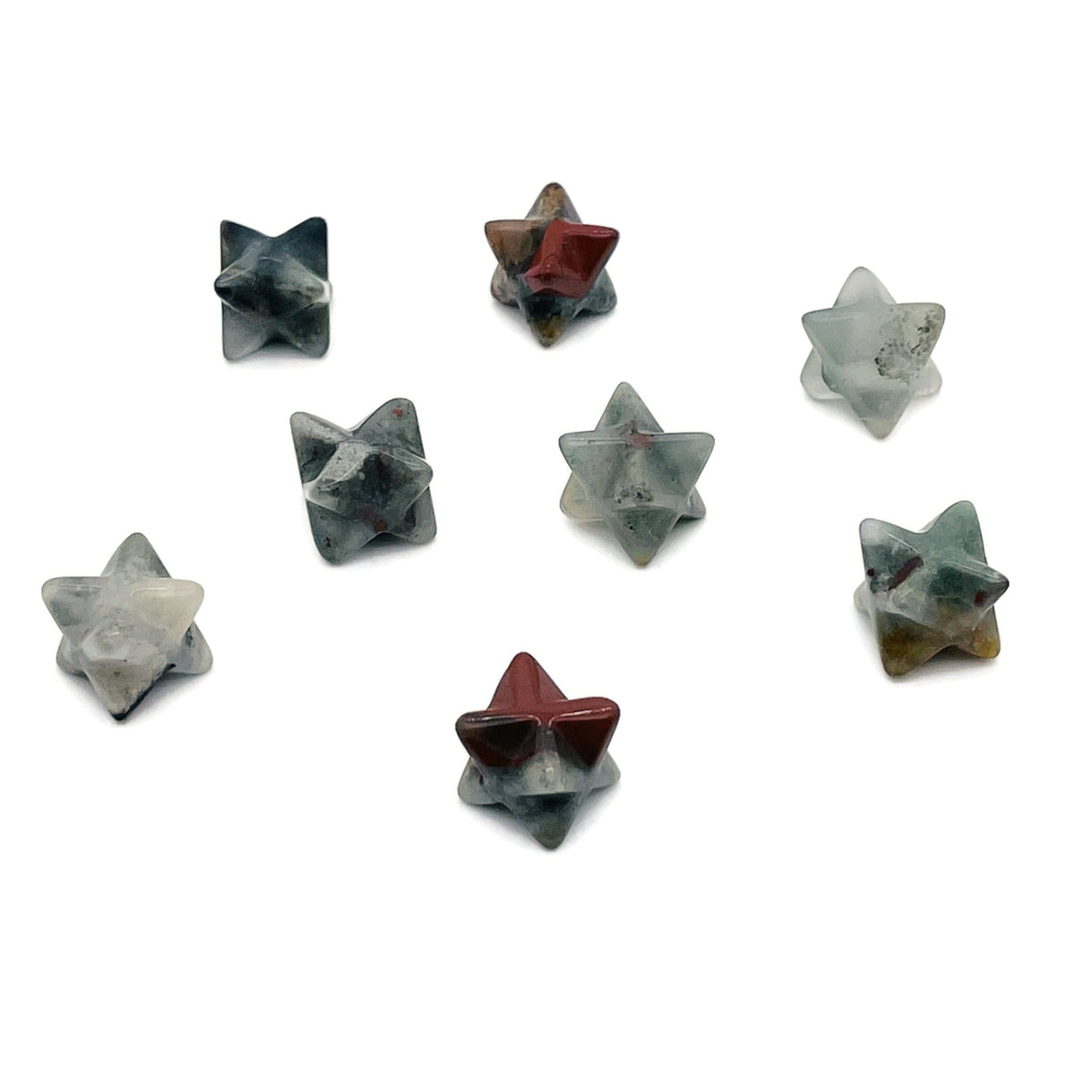 13mm African Bloodstone Merkaba star crystal from GemstoneGO, showcasing a vibrant bloodstone gemstone with intricate star shape.