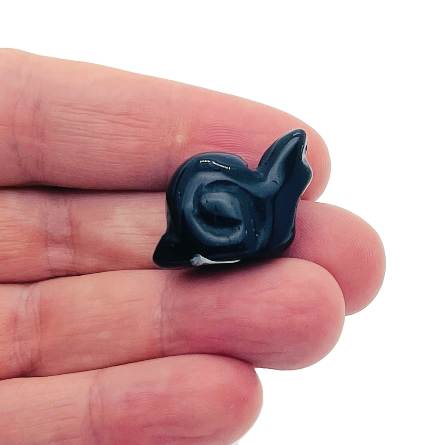Handmade gemstone crystal snail animal figure, 30mm, carved with colorful mixed stones, by GemstoneGO.
