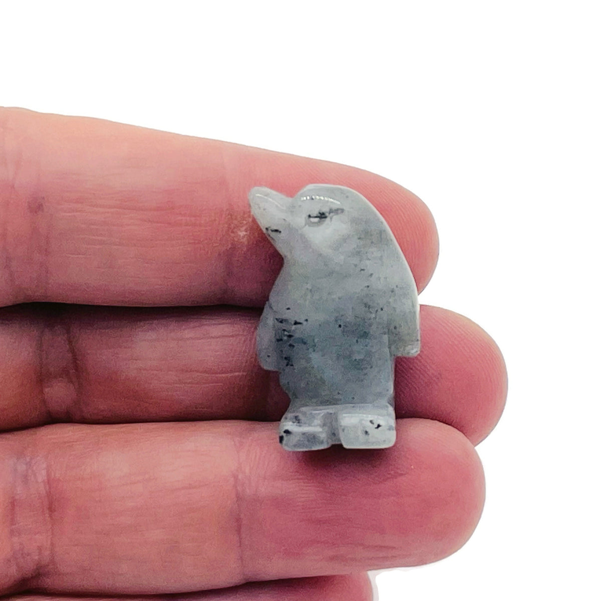 Handmade gemstone crystal penguin animal figure, carved, 30mm, featuring a mix of colorful stones from GemstoneGO.
