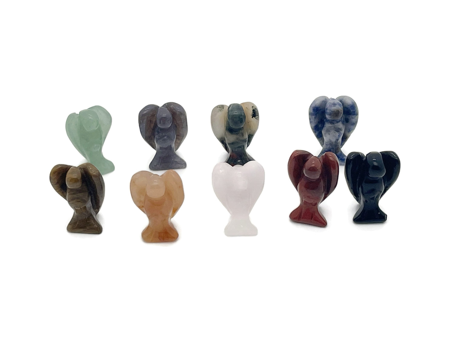 Handmade crystal angel animal figure carved from gemstones, 30mm, featuring a mix of colorful gemstones by GemstoneGO.