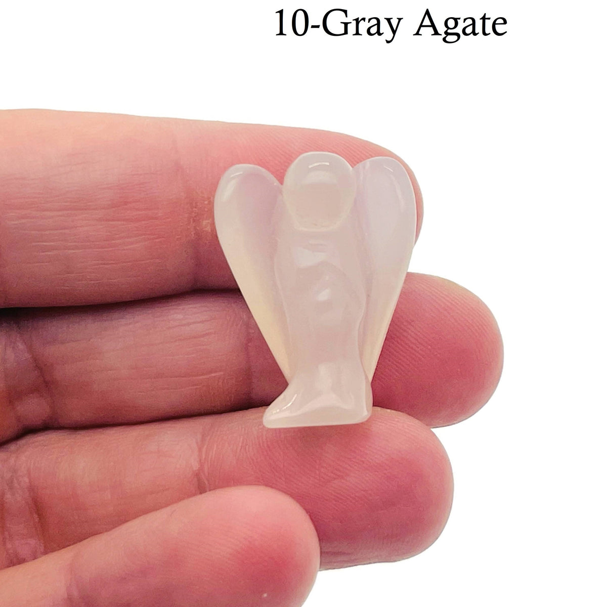 Handmade 30mm crystal angel animal figure from GemstoneGO, carved gemstone with intricate details and a natural gemstone finish.