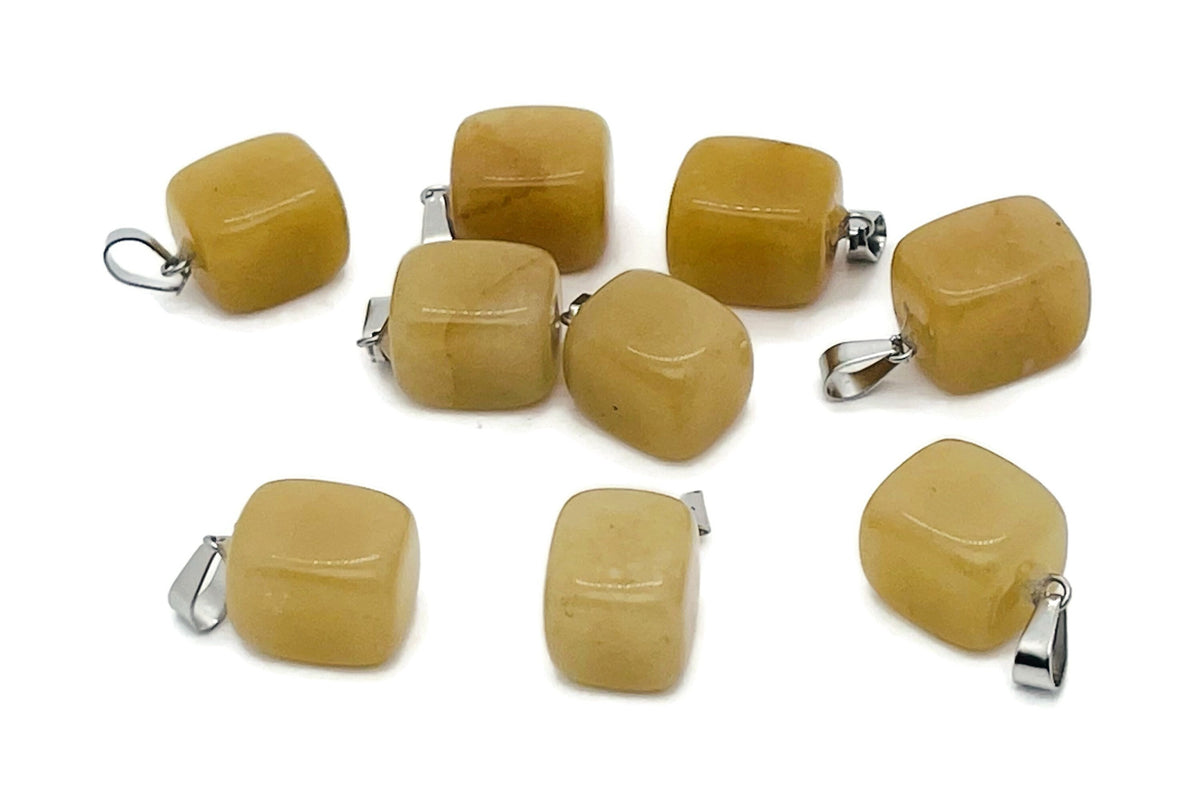 Tumbled gemstone pendant featuring a crystal love stone, handmade by GemstoneGO, showcasing vibrant colors and polished finish.