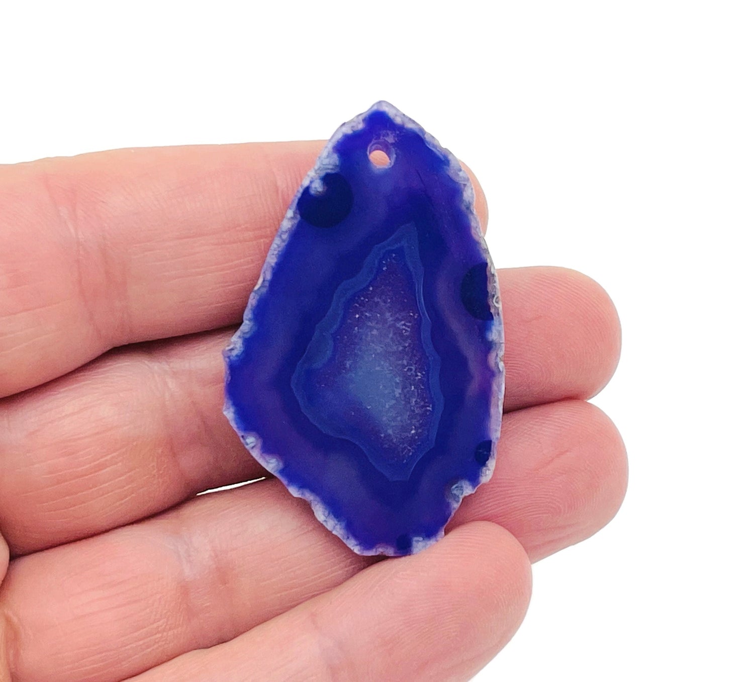 Purple Agate Slice Drilled - Purple Agate Slice Hole Geode Crystal Pendant - NC1247