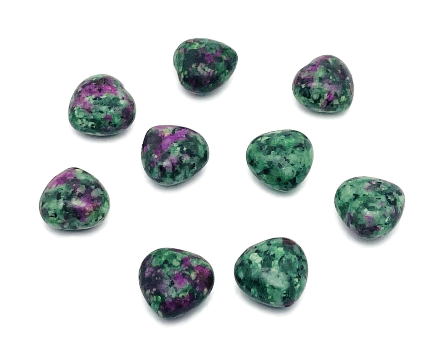 Gema de corazón de zoisita rubí - con forma de corazón abombado - 15x15x9mm - HE1048