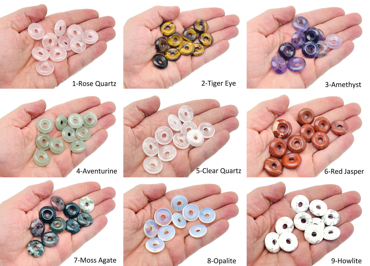 Colorful 20mm Crystal Donut Pi Stone from GemstoneGO, featuring a crystal donut shape with vibrant mixed colors and a lucky safety design.
