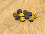 Round Tiger Eye flat gemstone slab from GemstoneGO, showcasing its polished, golden-brown banded crystal surface.