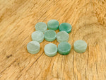 Round aventurine flat gemstone slab from GemstoneGO featuring smooth, polished green aventurine crystal with natural patterns.
