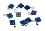 Lapis Lazuli four-leaf clover crystal pendant from GemstoneGO, ideal for DIY jewelry making, with blue gemstone and silver setting.