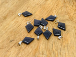 Blue Goldstone triangle gemstone pendant with geometric design, showcasing a sparkling blue gemstone on a delicate chain.