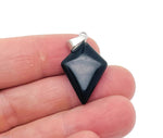 Obsidian triangle gemstone pendant with geometric design from GemstoneGO, showcasing a polished black stone pendant.