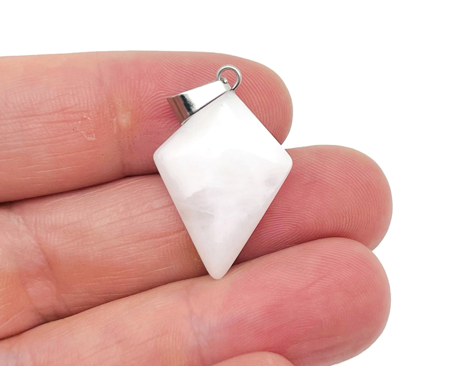 White Jade Triangle Gemstone Pendant - Geometric Gemstone - NC1359