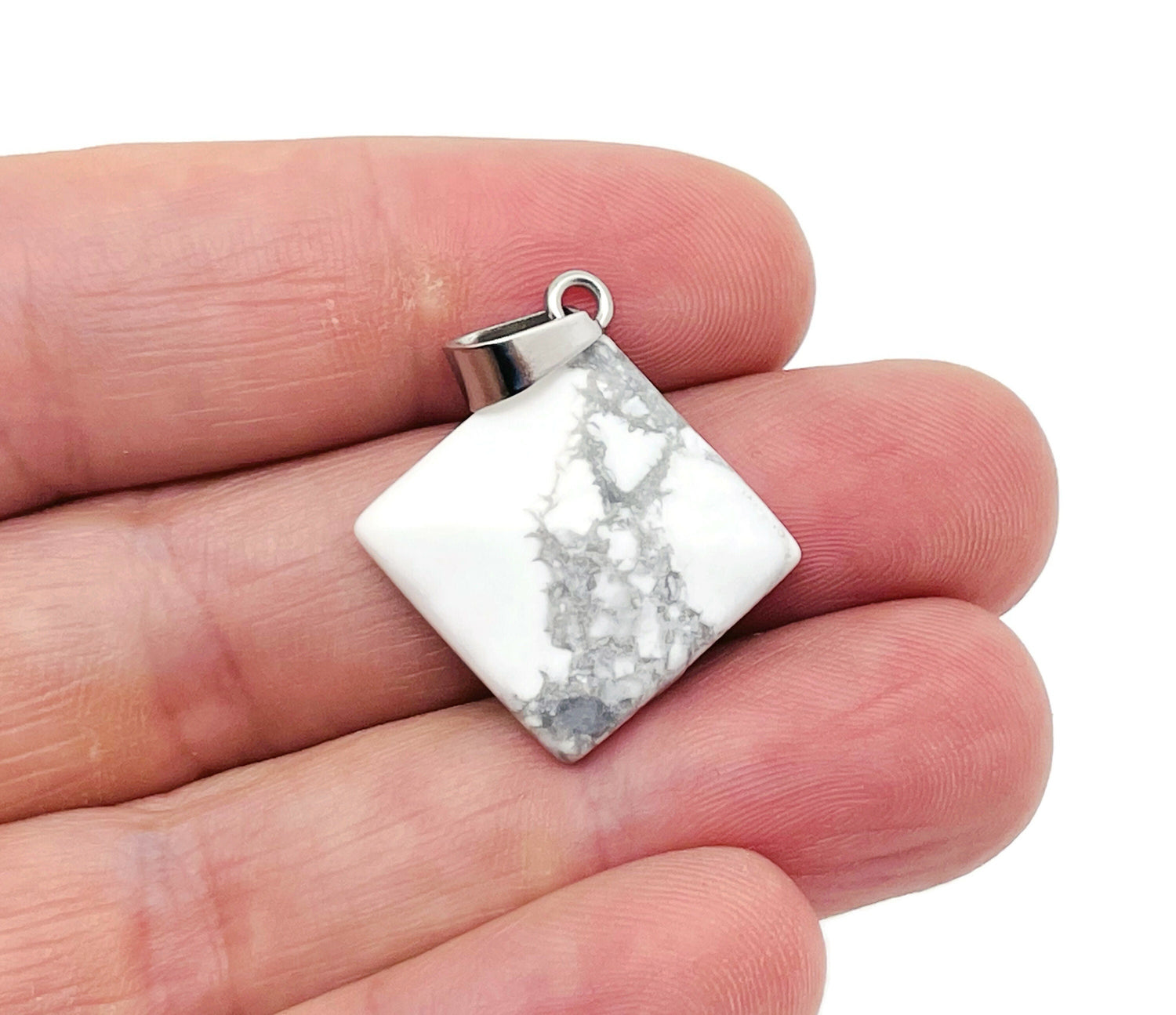Howlite Pyramid Gemstone Pendant - Natural Gemstone Jewelry - NC1370