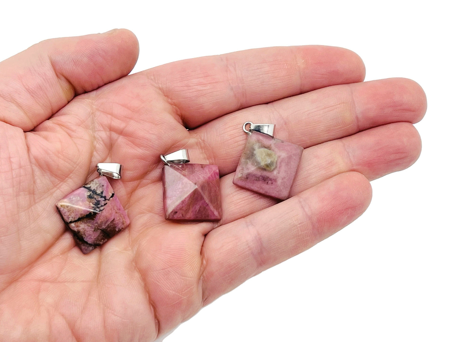 Rhodonite Pyramid Gemstone Pendant - Natural Gemstone Jewelry - NC1371