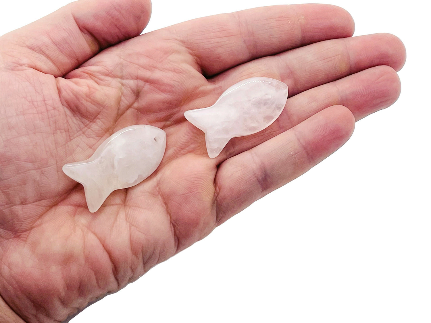 Rose Quartz Fish Carving Gemstone Pendant - Reiki Healing Bulk Polished - NC1378