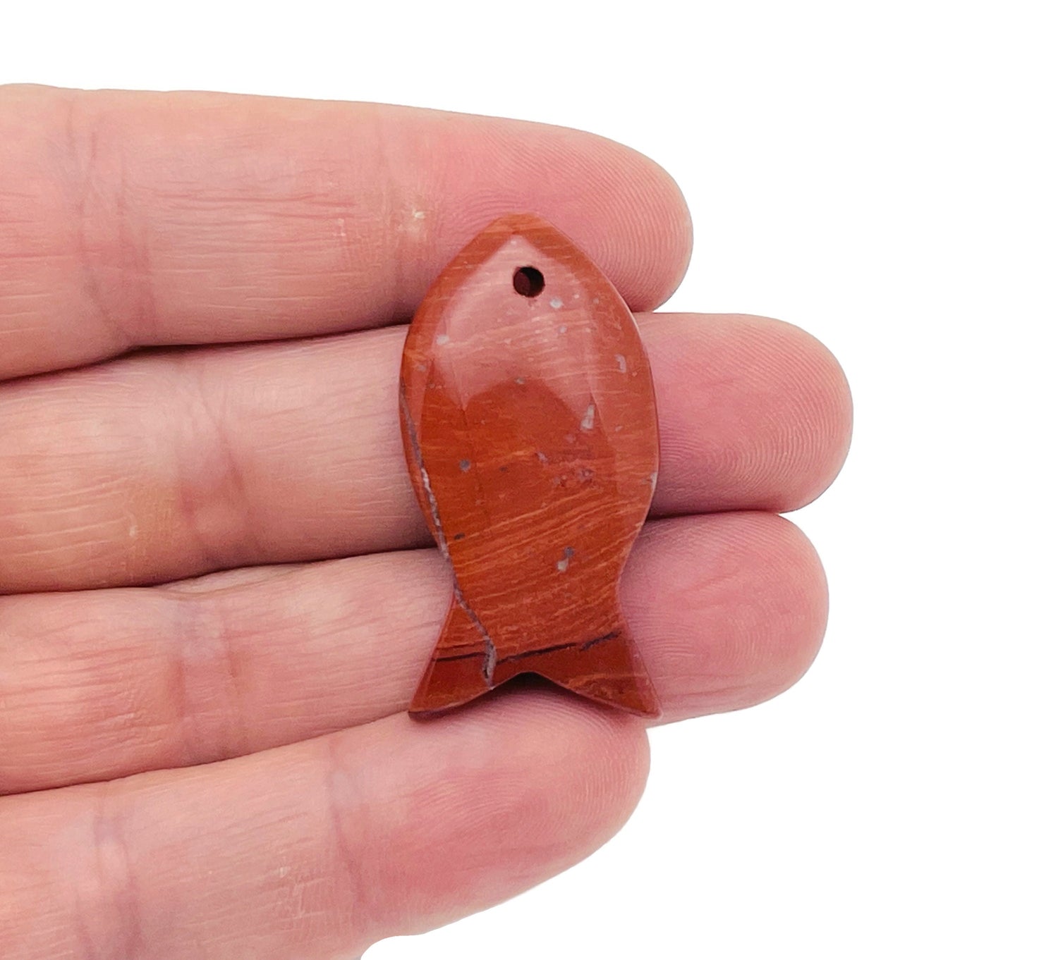 Pendentifs en jaspe rouge sculpté en forme de poisson - Poissons (signe du zodiaque) - Cristal - Pierre polie en vrac - Cadeau pour nageur - NC1383