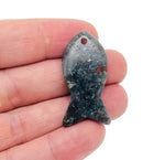 African Bloodstone fish gemstone pendant featuring Pisces zodiac hole crystal, crafted by GemstoneGO.