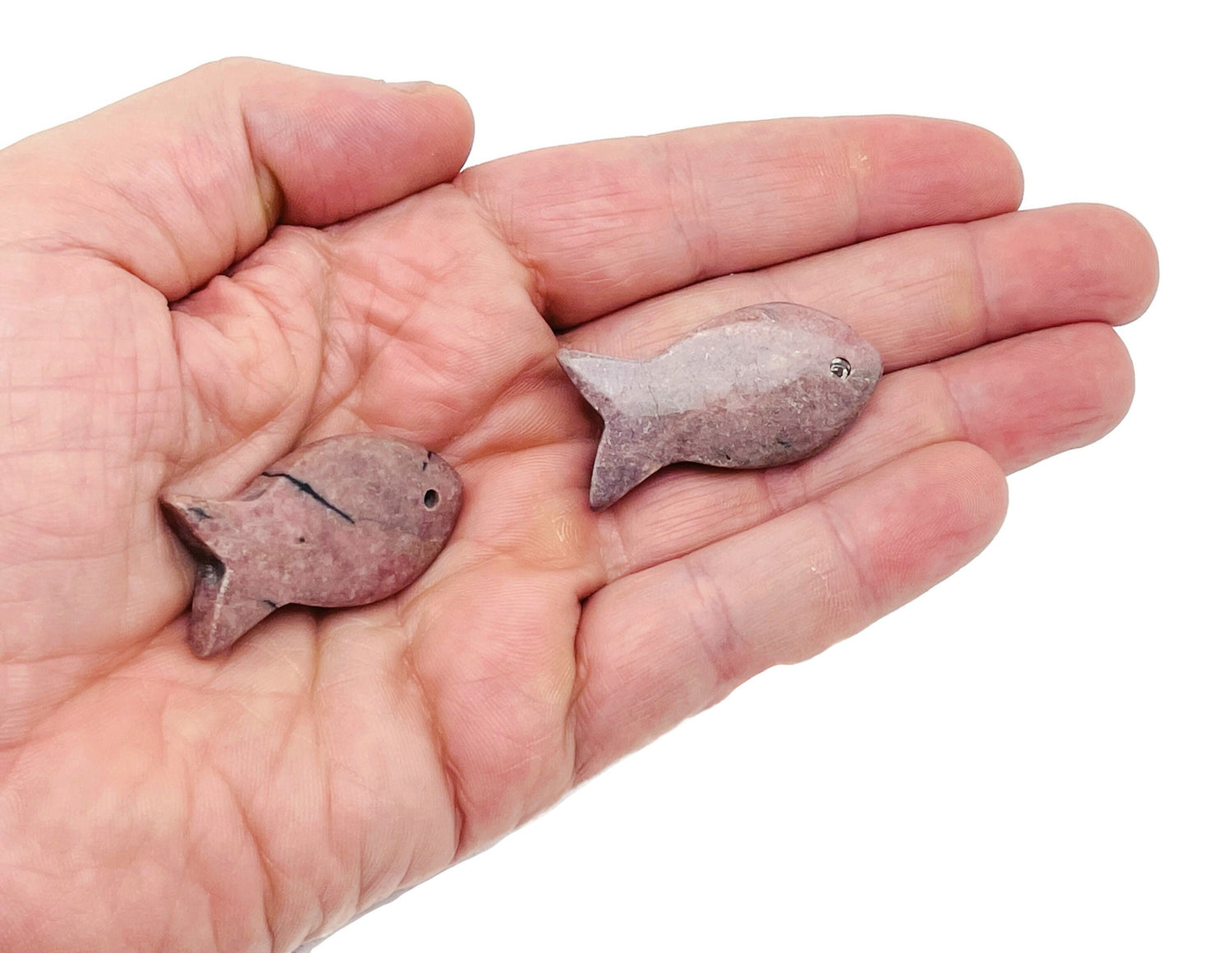 Rhodonite Fish Gemstone Pendants - Pisces Zodiac Hole Crystal - NC1404