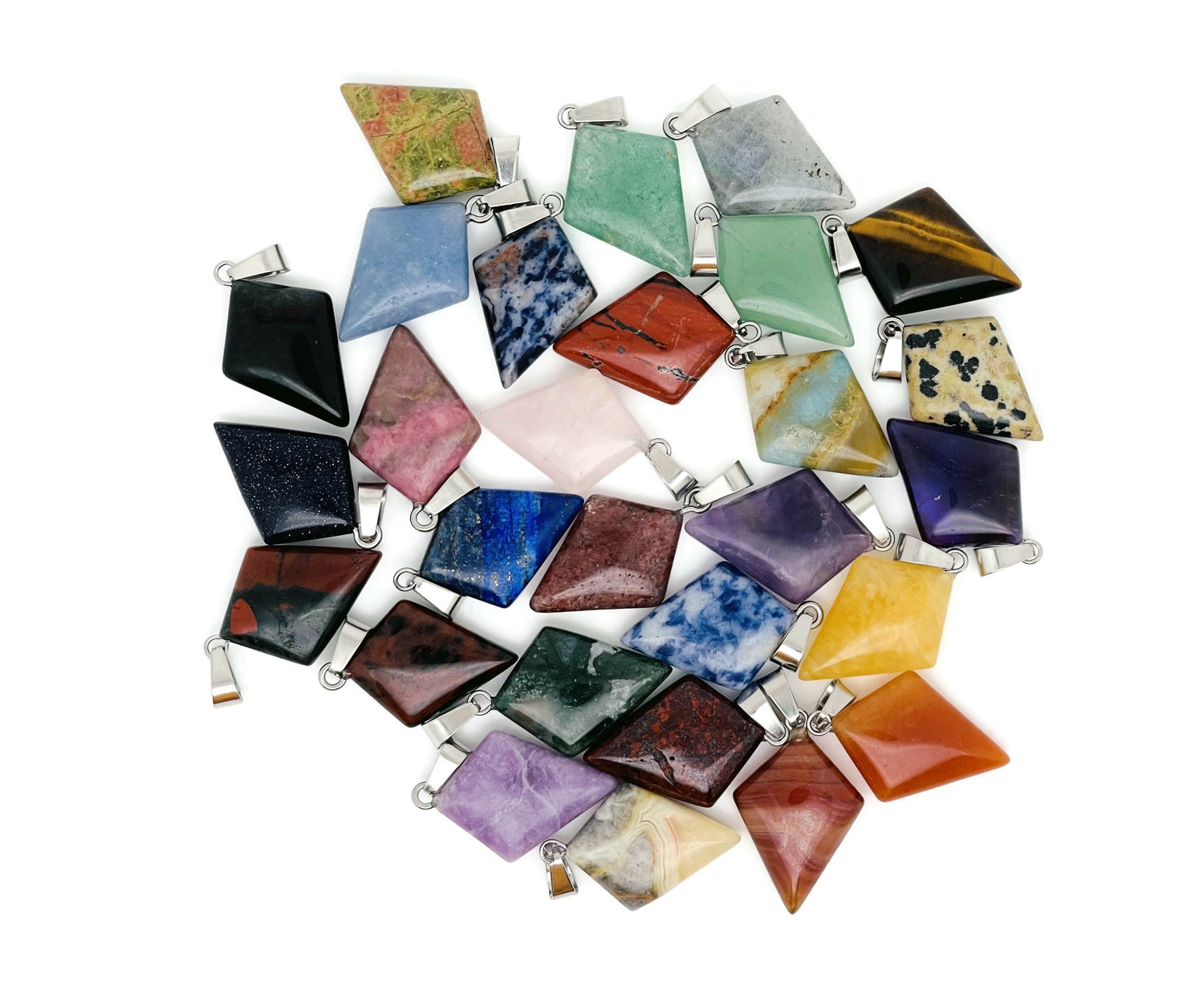 Triangle Gemstone Pendant - Geometric Gemstone Pendant - MIX